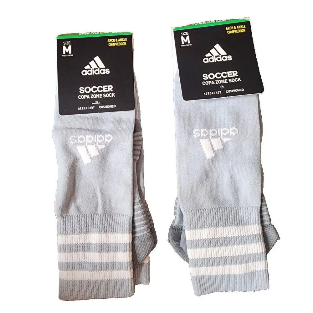 Adidas 2 Pack Soccer Copa Zone Cushion IV Socks Medium Youth/Men/Women Gray